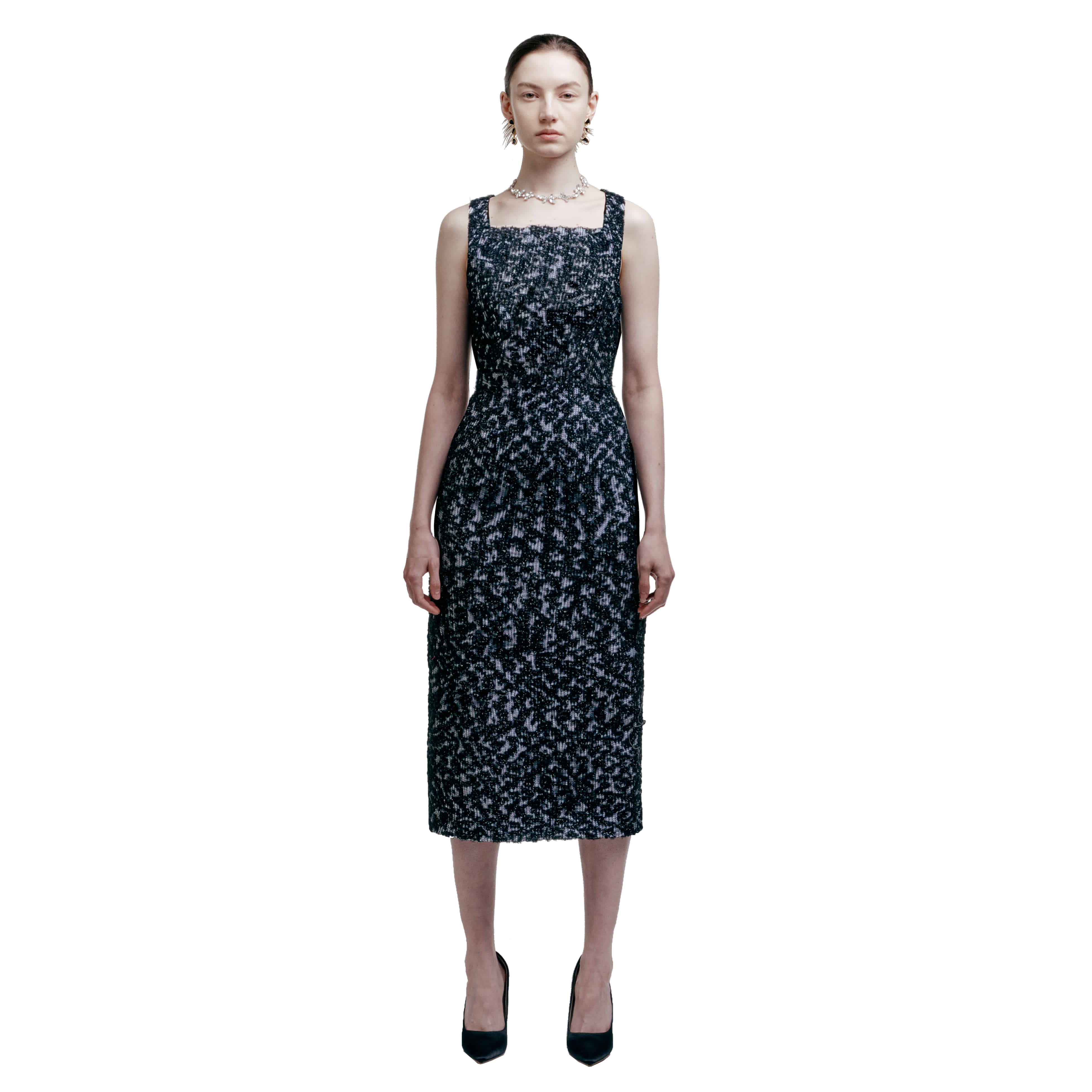 Glisten Brocade Sleeveless H-Line Dress
